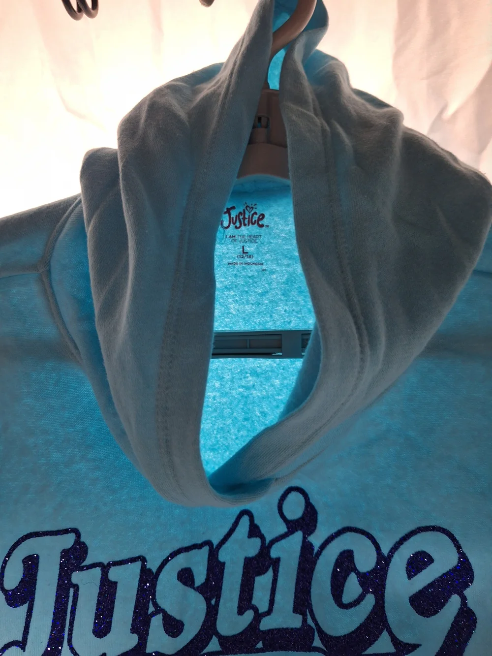 Justice Girls' Light Blue Hooded Sweatshirt